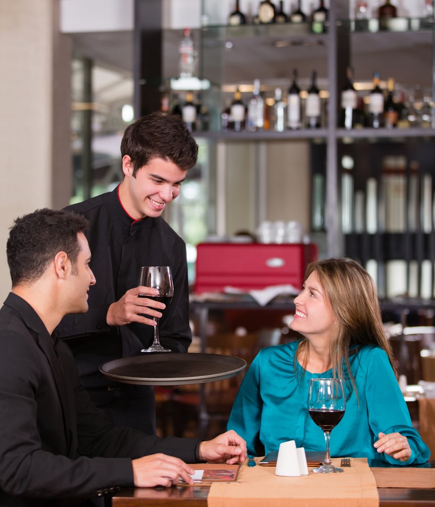 Couple in a romantic dinner at the restaurant